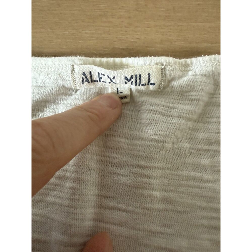 Alex Mill White Scoop Neck Slub Tee Size L Casual Essential Top - Picture 3 of 3